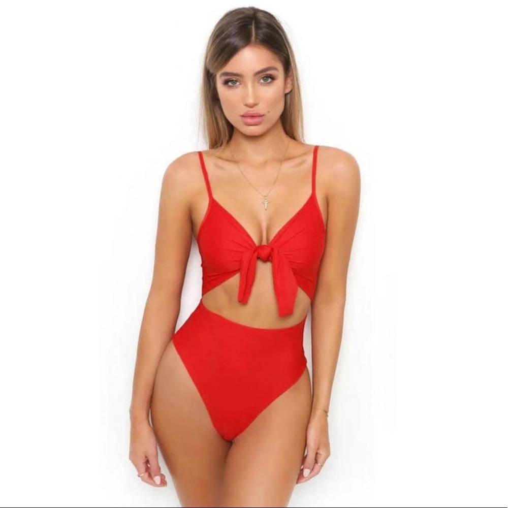🔴Bikini Red Tie Strap Swim Suit Bathing Suit